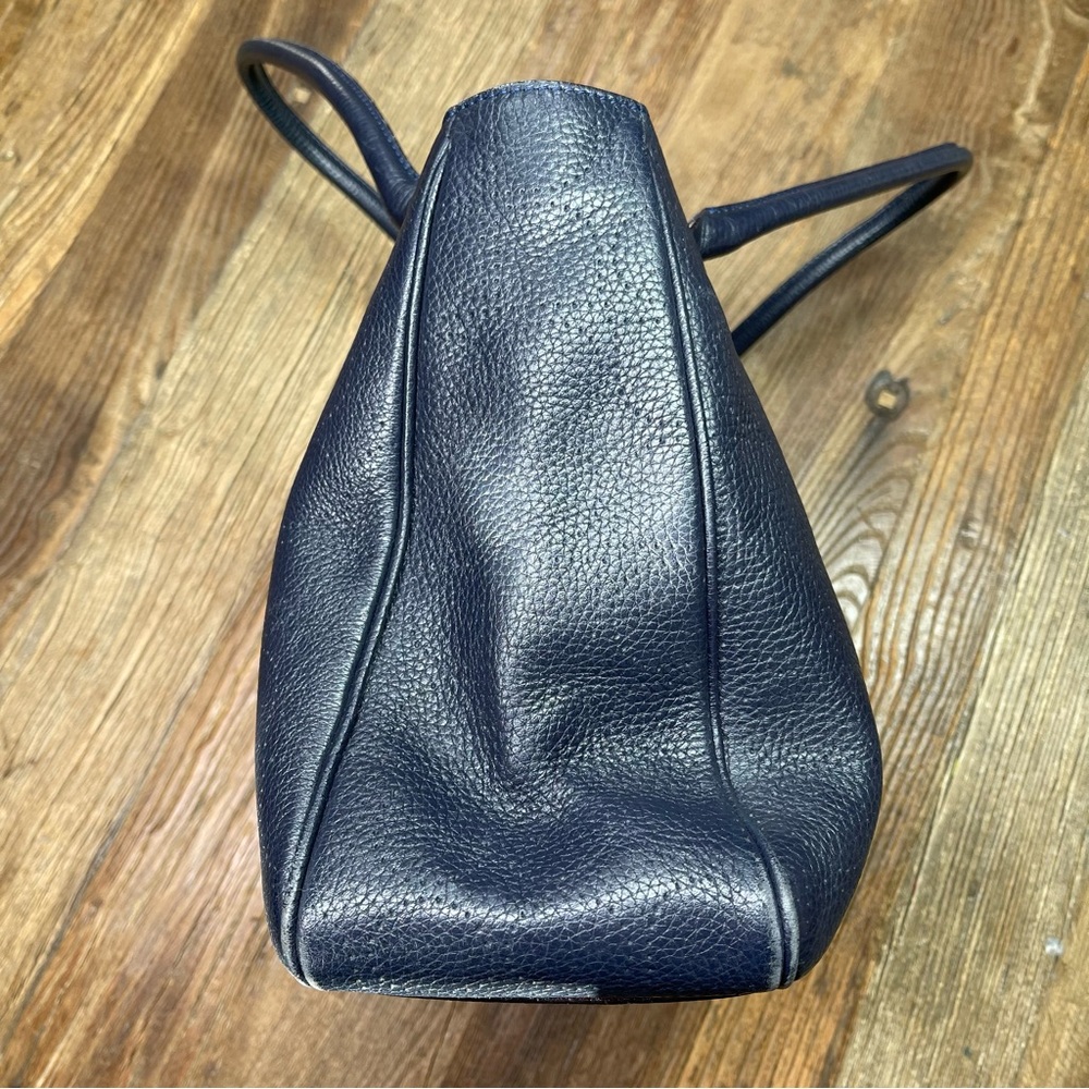 Kate Spade Navy Blue Perforated Pebbled Leather Satchel Shoulder Handbag - Picture 9 of 15